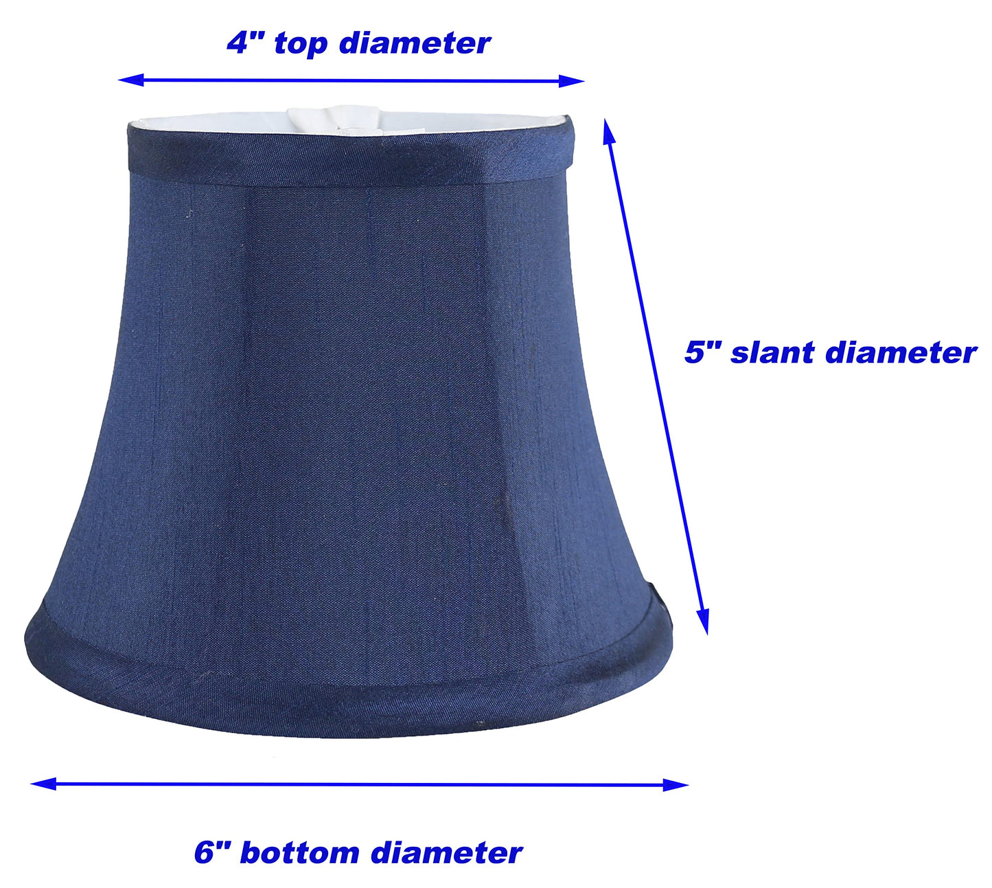 Meriville Blue Faux Silk Chandelier Lamp Shades, Set Of 2, Softback Bell Shape, Clip-On Fitter For Candelabra Bulbs, 4 X 6 X