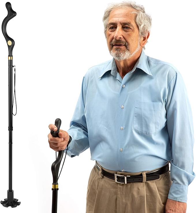 Walking Cane for Men and Women - Special Balancing Stick With 10 Adjustable Heights - Self Standing, Folding, Portable, Co...