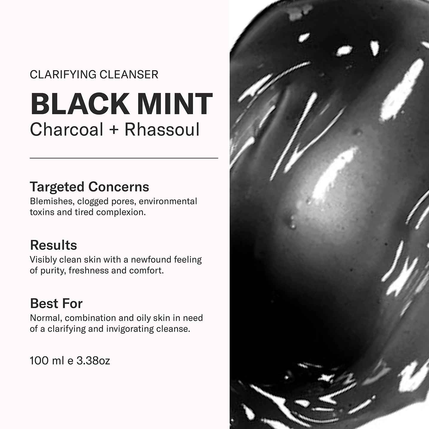 Odacit   Facial Cleanser with Foam - Black Mint Activated Charcoal & Rhassoul Clay Glow Recipe - Facial Moisturizer with Deep Cl