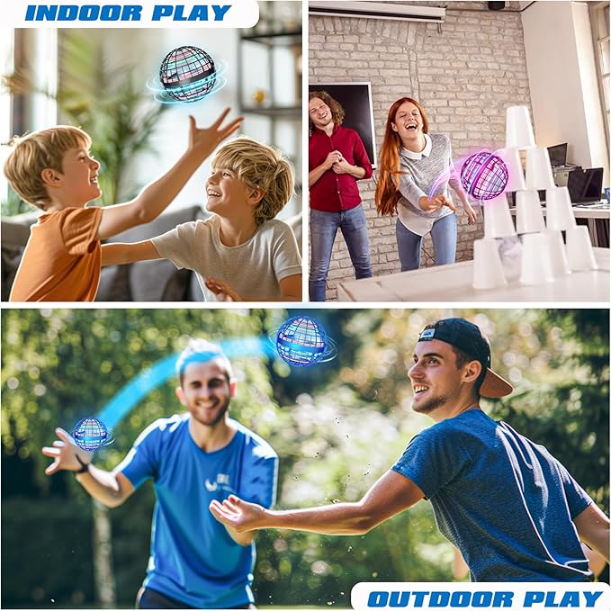 2025 Flying Orb Ball - AI Cool Novelty Gift Galaxy Boomerang Hand Drone Magic Floating Orbit Ball Hover Mini Outdoor Fidget Toy for Boys Girls Teens Kids (2 Pack Blue Rose)