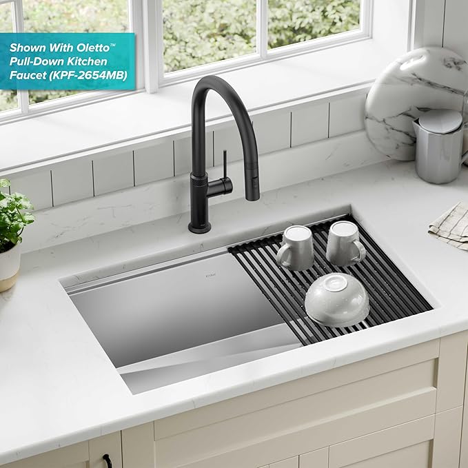 Kraus KWU110-30 Kore Kitchen Single Bowl, 30 Inch, 30"- Workstation Sink