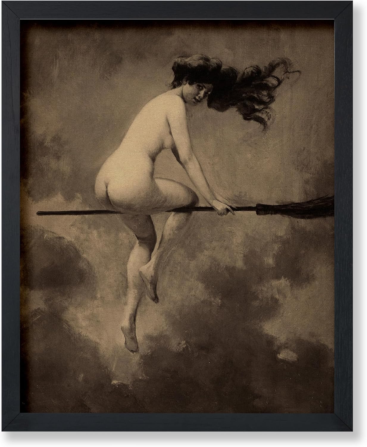 Poster Master Vintage Albert Joseph Penot Poster - Retro Halloween Print - Gift for Artist, Friend - Departure for the Sabbath, Naked Witch on Broom - Wall Decor for Bedroom, 24x32 Unframed Wall Art