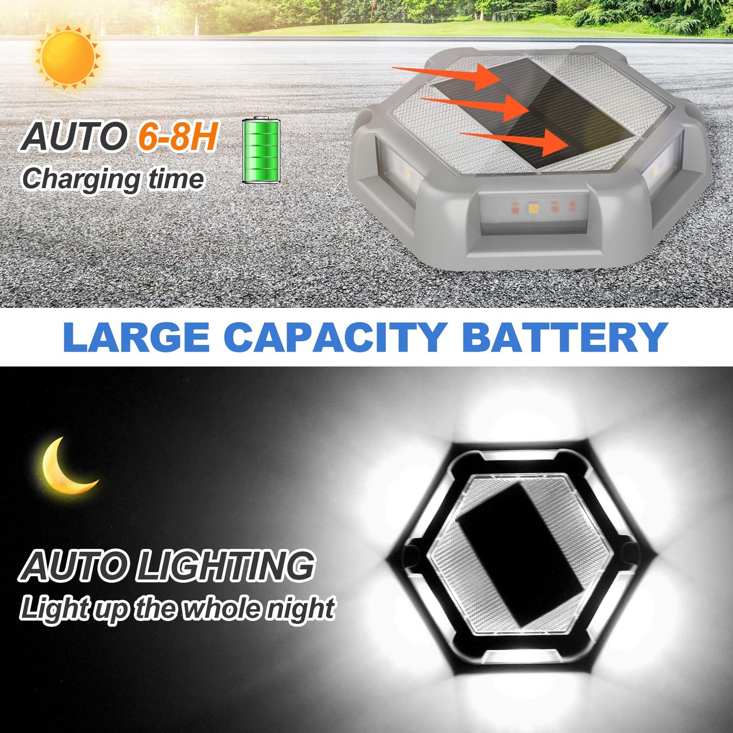 Crepow Solar Dock Lights Driveway Deck Lights - 12 Packs Waterproof Outdoor Led Aluminum Dock Lighting Warning Step Light For Driveway Sidewalk Garden Pathway Yard (White)