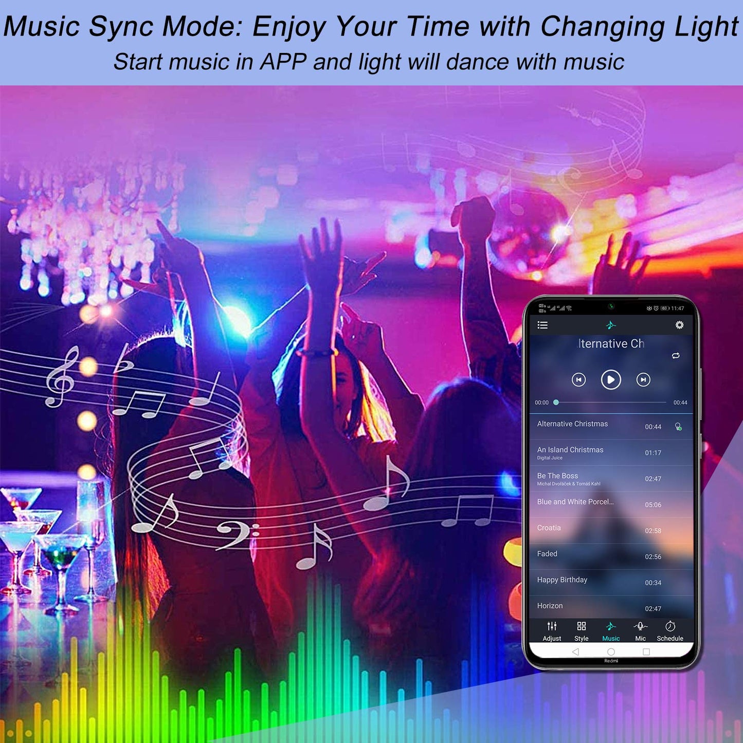 Sunity Led Controller - Bluetooth, Music Sync, Ir Remote For 10Mm Led Strip Lights, White, Model Ledcontroller1