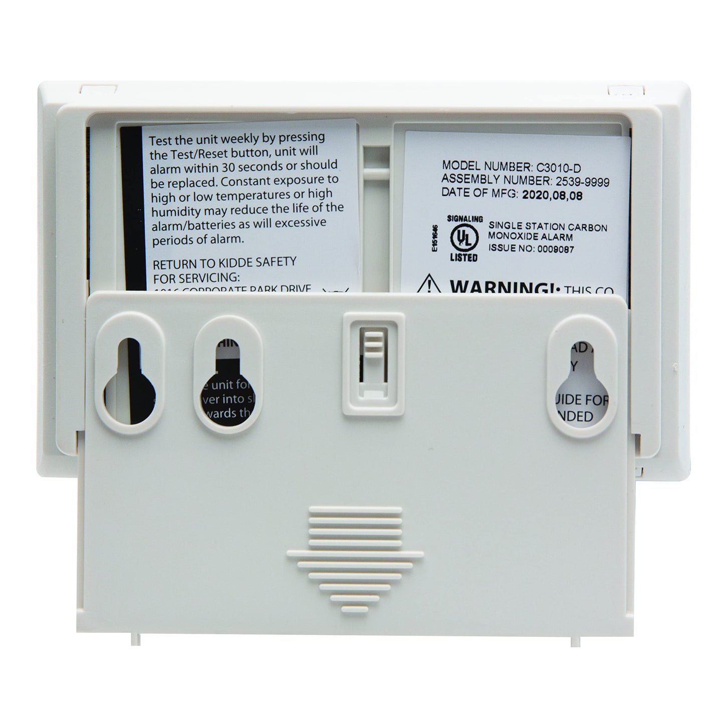 Kidde Carbon Monoxide Detector with 10-Year Battery, Digital Display, 3 LEDs, Replacement Indicator, Peak Level Memory