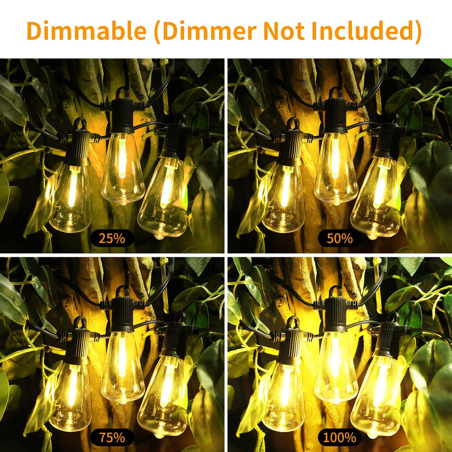 ZOTOYI Outdoor String Lights 200FT, 2Pack, Waterproof IP65, 100+4 Shatterproof LED Bulbs, Vintage Black Lights for Patio, Party, Gazebo