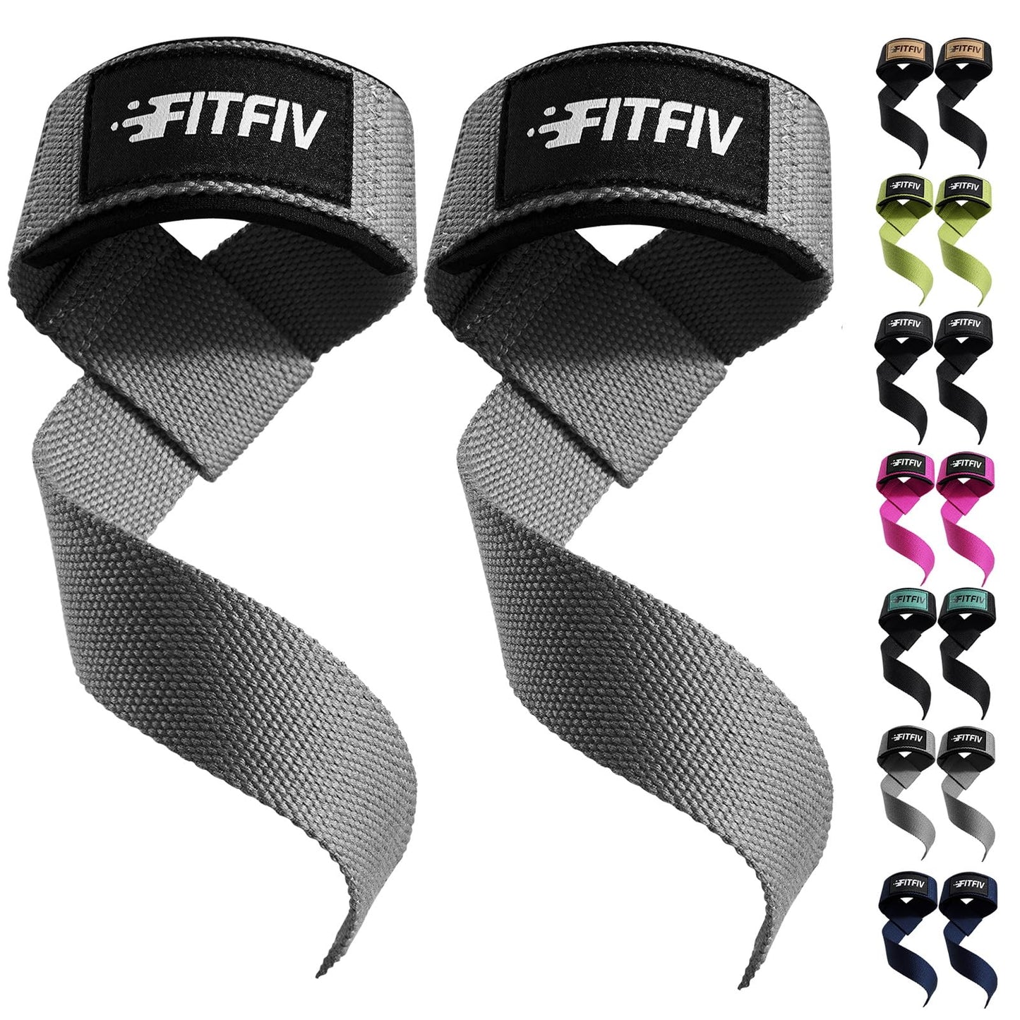 FITFIV Lifting Straps for Weightlifting, Lifting Wrist Straps for Gym Strength Training, Neoprene-padded Wrist Cushion - Men & Women