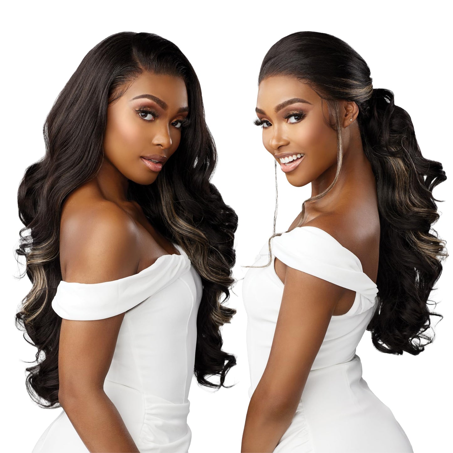 Sensationnel Bare lace 13x6 wigs - unit 8 lacefrontal glueless synthetic 180 degree preplucked hairline (BALAYAGELIGHTASHBLONDE)