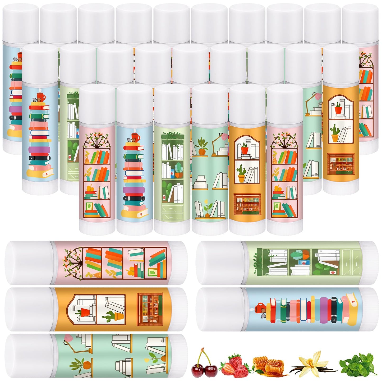 Leelosp 25 Pack Christmas Book Club Lovers Gifts Bulk Bookish Lip Balms Party Supplies Librarian Bookworms Readers Gifts for Wom