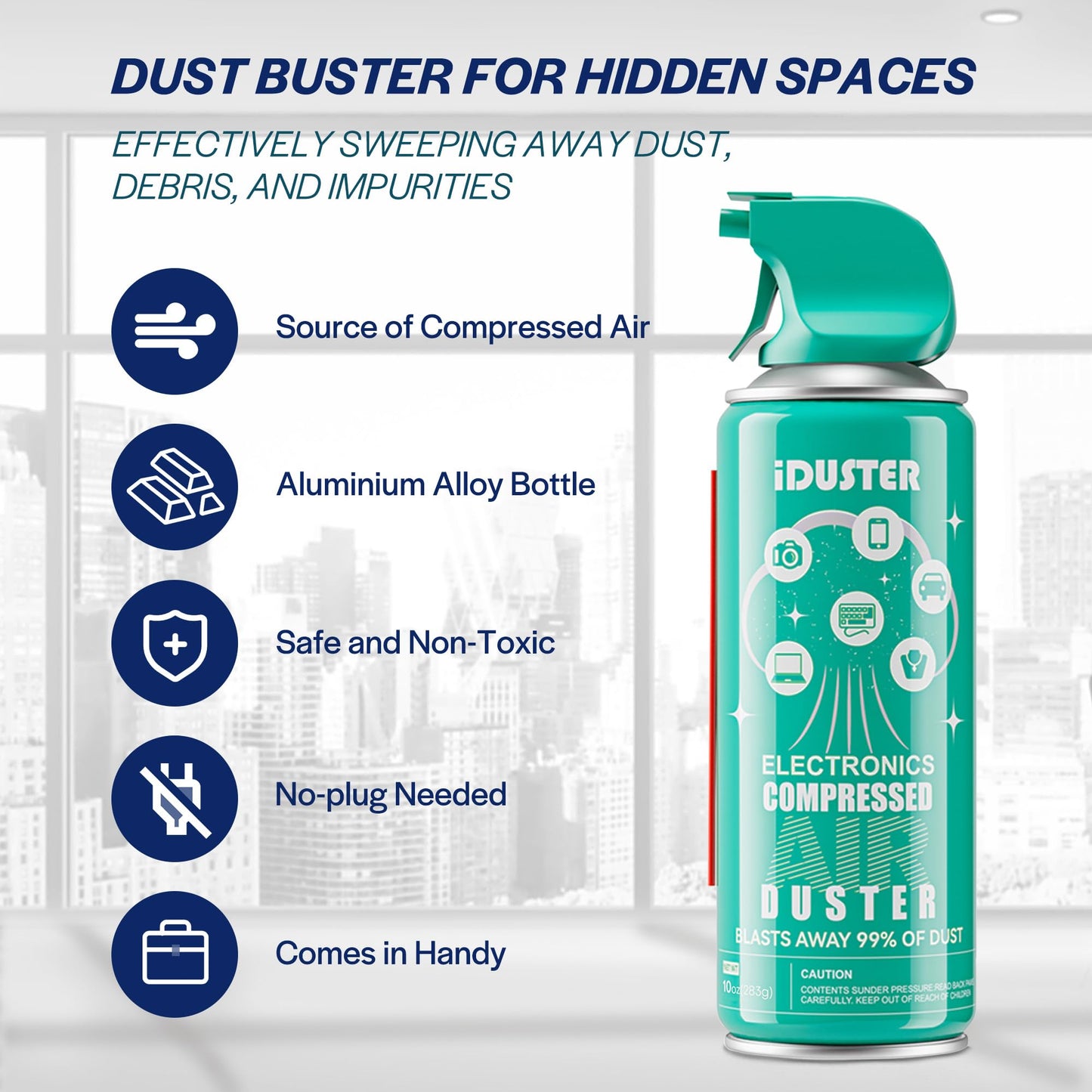 Iduster Compressed Canned Air Duster - 4 Pcs Disposable Compressed Air Duster Can Cleaning For Computer,Keyboard, Jewelry, Car A