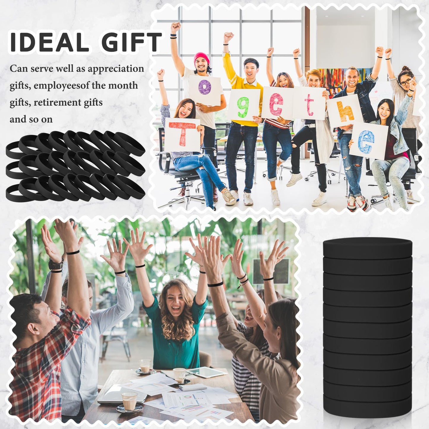 Liliful 100 Pcs Silicone Rubber Wristbands Rubber Wristband Bracelet Bands for Silicone Wristbands for Women Men(Black)