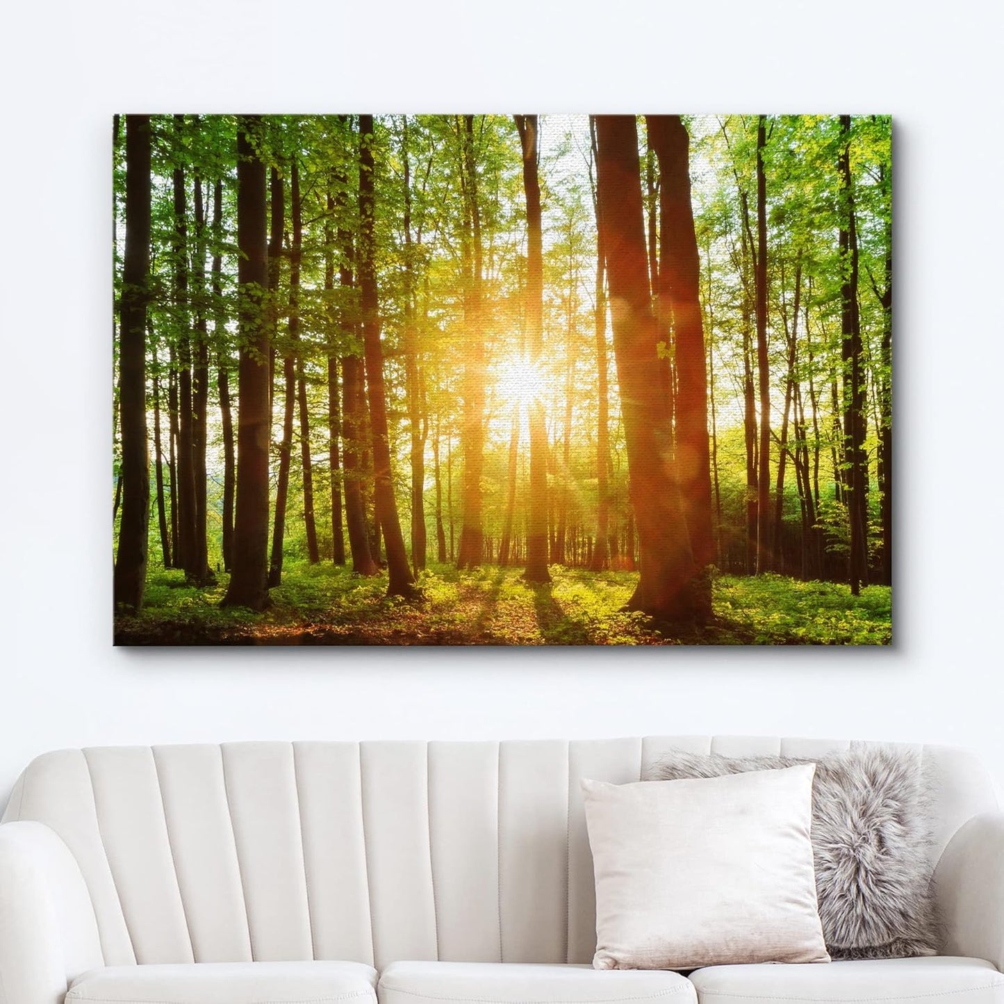 wall26 Canvas Print Wall Art Sunrise Over The Green Forest Nature Wilderness Photography Modern Art Rustic Scenic Colorful Multicolor for Living Room, Bedroom, Office - 32"x48"