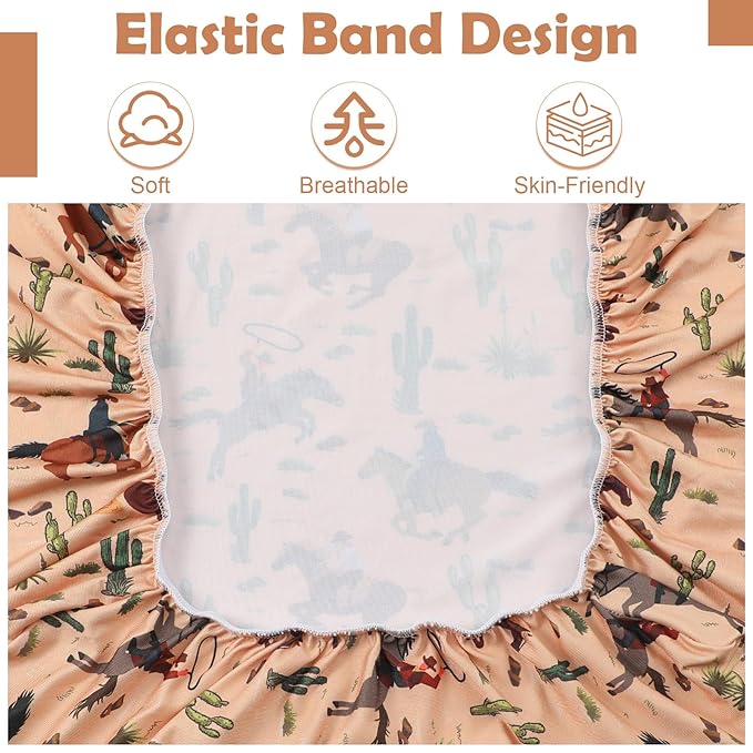 4 Pcs Western Stretchy Baby Changing Pad Covers for Boys and Girls Soft Diaper Changing Table Pad Cover Breathable Comfy Newborn Baby Cradle Sheets Bedding Nursery 32 x 16 x 5 Inch