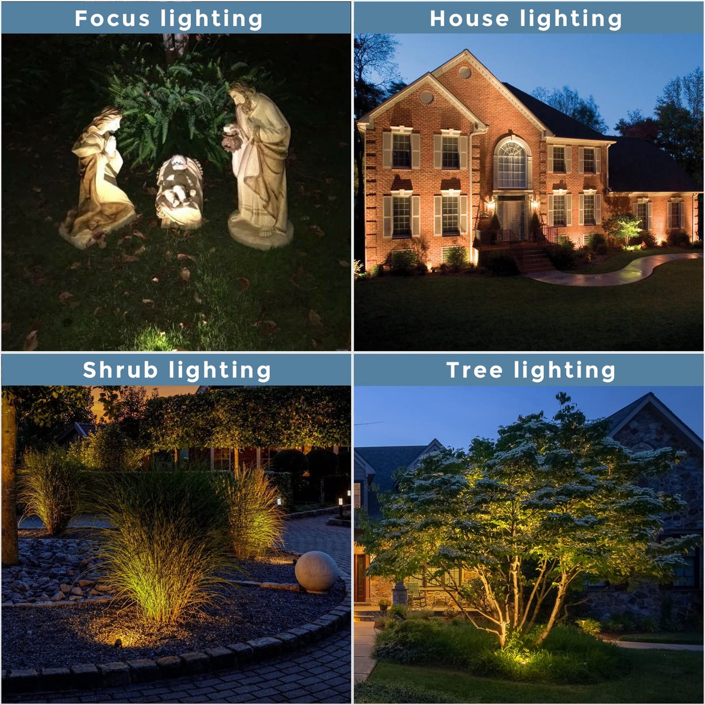 Gardencoin Solid Brass Outdoor Landscape Spotlights, 12V Heavy Duty LED Low Voltage Landscape Spot Light for Garden and Yard Uplighting, Bronze Accent Lighting Fixture Without Bulb, 4 Pack