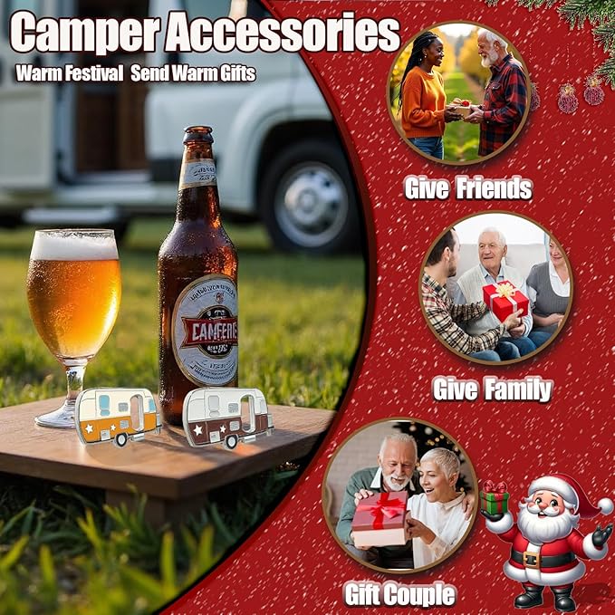 Magnetic Rv Bottle Opener with Cap Cather, Unique RV Gift Set,Magnets Sticker to Fridge for Easy Storage,Perfect Camping Accessories Beer Gift Ideas for Camper Lover,Cool Rv Gadgets