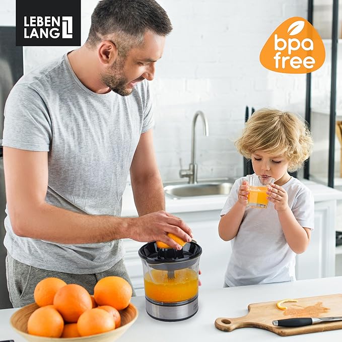 LEBENLANG Electric Citrus juicer - 2 cones & BPA-free I High juice yield & Large Volume I 24oz Orange juicer squeezer I Esprimidoras electrico Exprimidor de limones y jugo naranjas for Juicers Machine