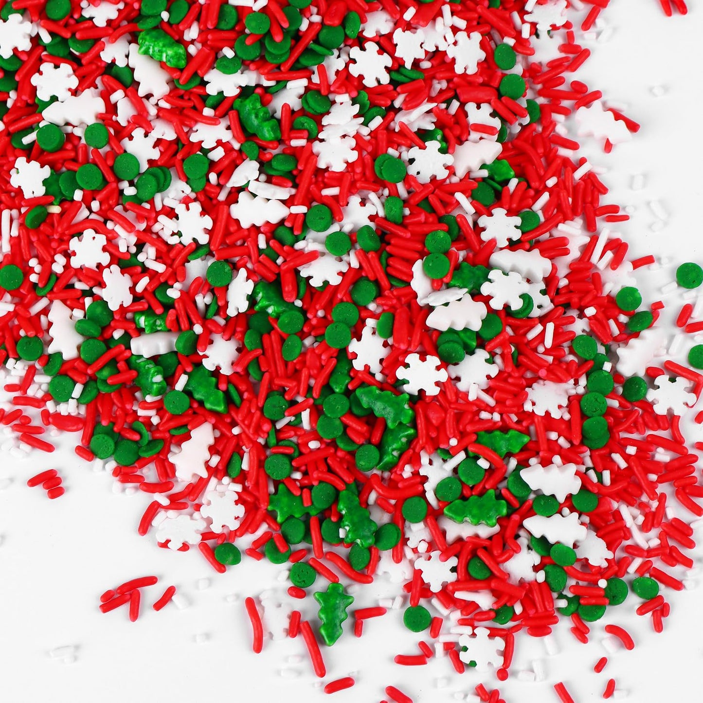 Christmas Tree Sprinkles for Cake Decorating Edible 4.2 ounce Snowflake Sprinkles Mix Red Green for Xmas Party New Year Cupcake