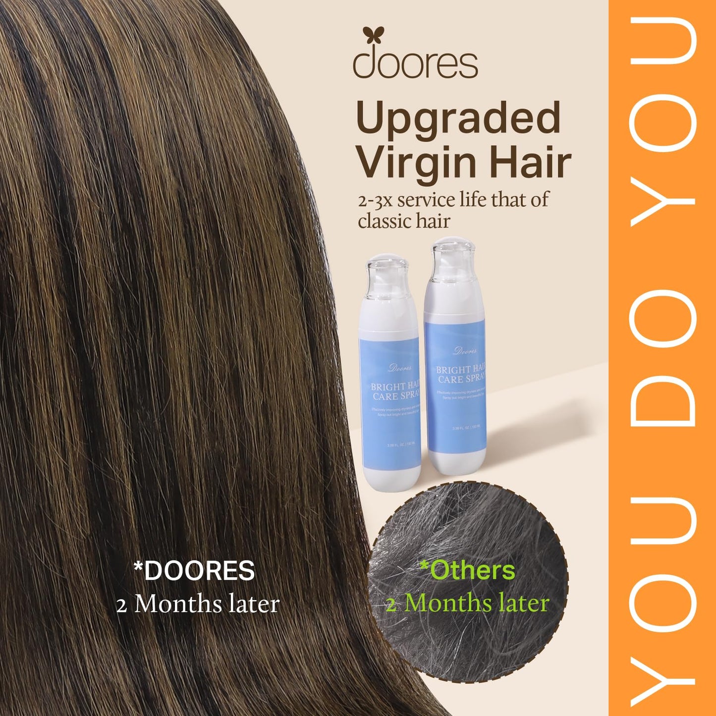 DOORES Clip in extensions - Real Human Hair with Invisible Edge, Dark Brown to Chestnut Brown 22 Inch 150g 7pcs, Straight Natura