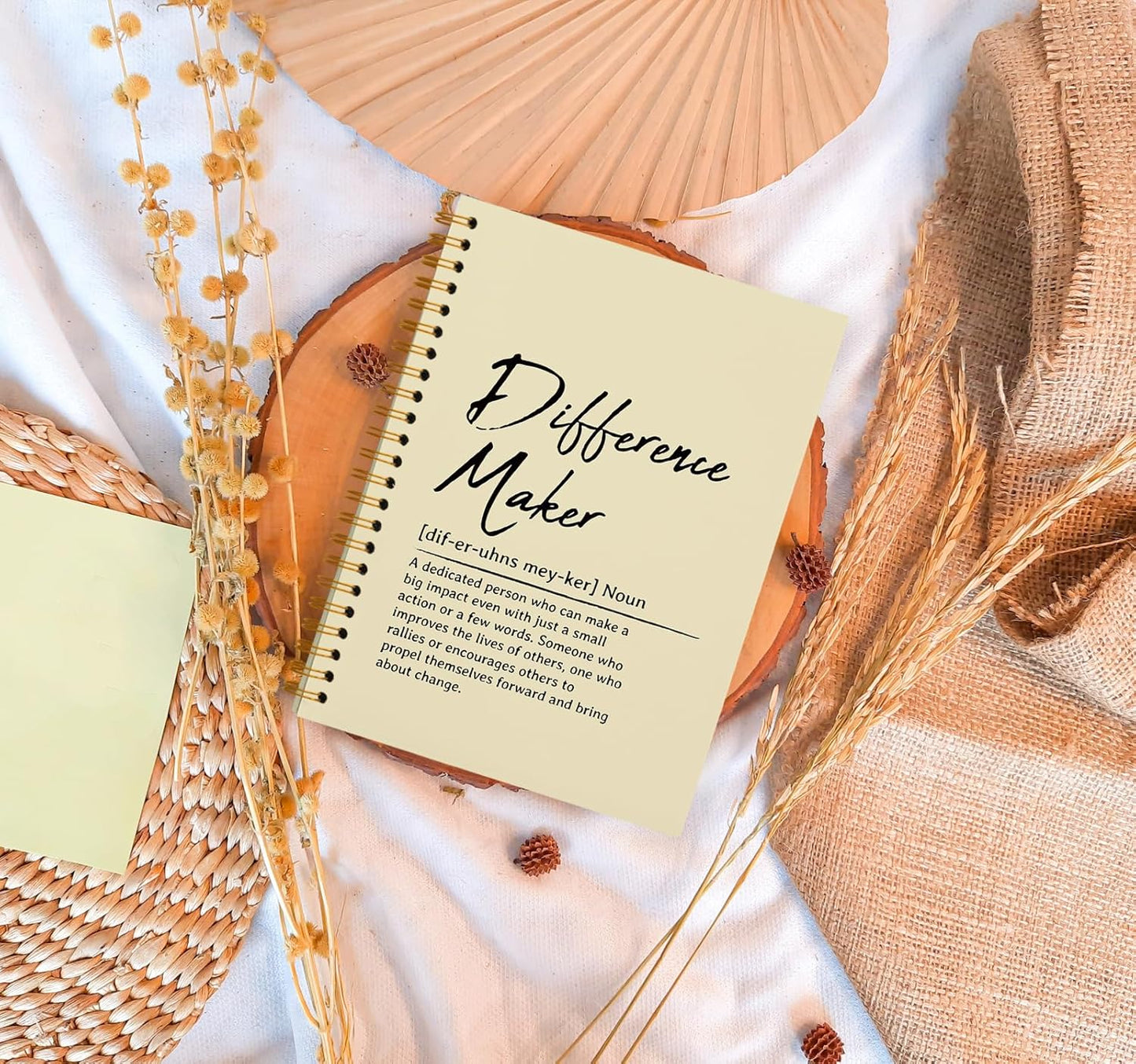 OXW Difference Maker Appreciation Gift, Meeting Notebook for Work, Thank You Gifts for Leader Mentor Manager Boss, Office Supplies Social Worker Notebook, Cream Hardcover Spiral Notebook 5.5 x 8.3