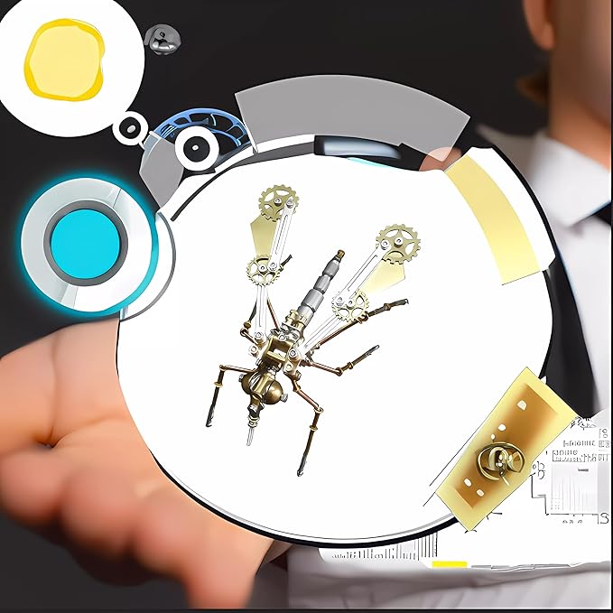 Mechanical Metal 3D Insect Mosquito Model Brass Puzzle Steampunk Electric Mechanical, Assembly DIY Gift Craft Hobby for Family and Friends (Mosquito A)