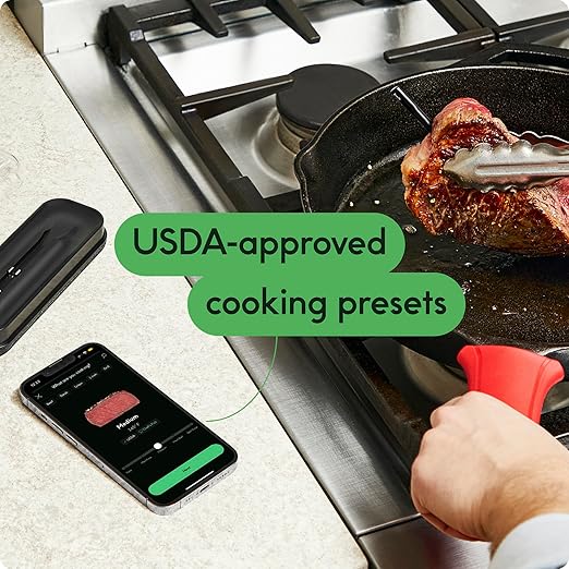 CHEF iQ Sense Smart Wireless Meat Thermometer with Ultra-Thin Probe, Unlimited Range Bluetooth Meat Thermometer, Digital Food Thermometer for Remote Monitoring of BBQ Grill, Oven, Smoker, Air Fryer