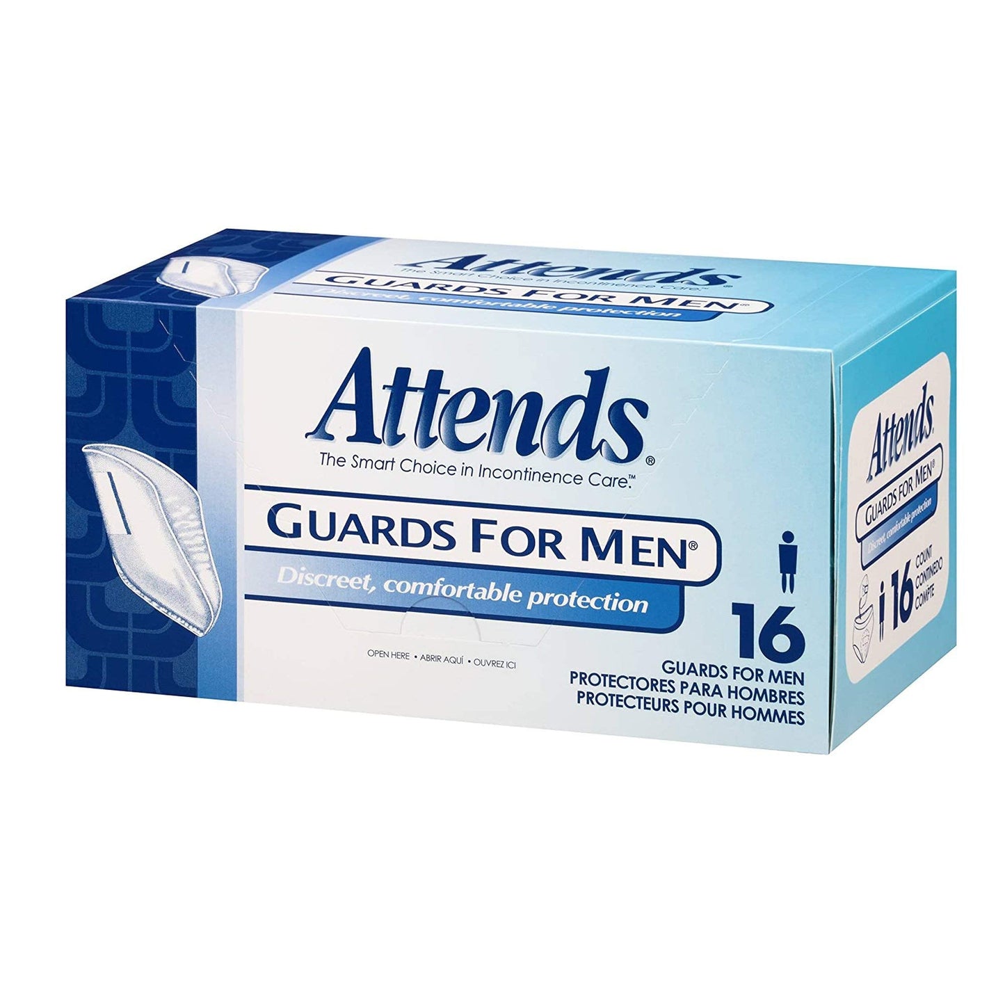 Attends Guards for Men Incontinence Care, One Size, 16-Count (x4)