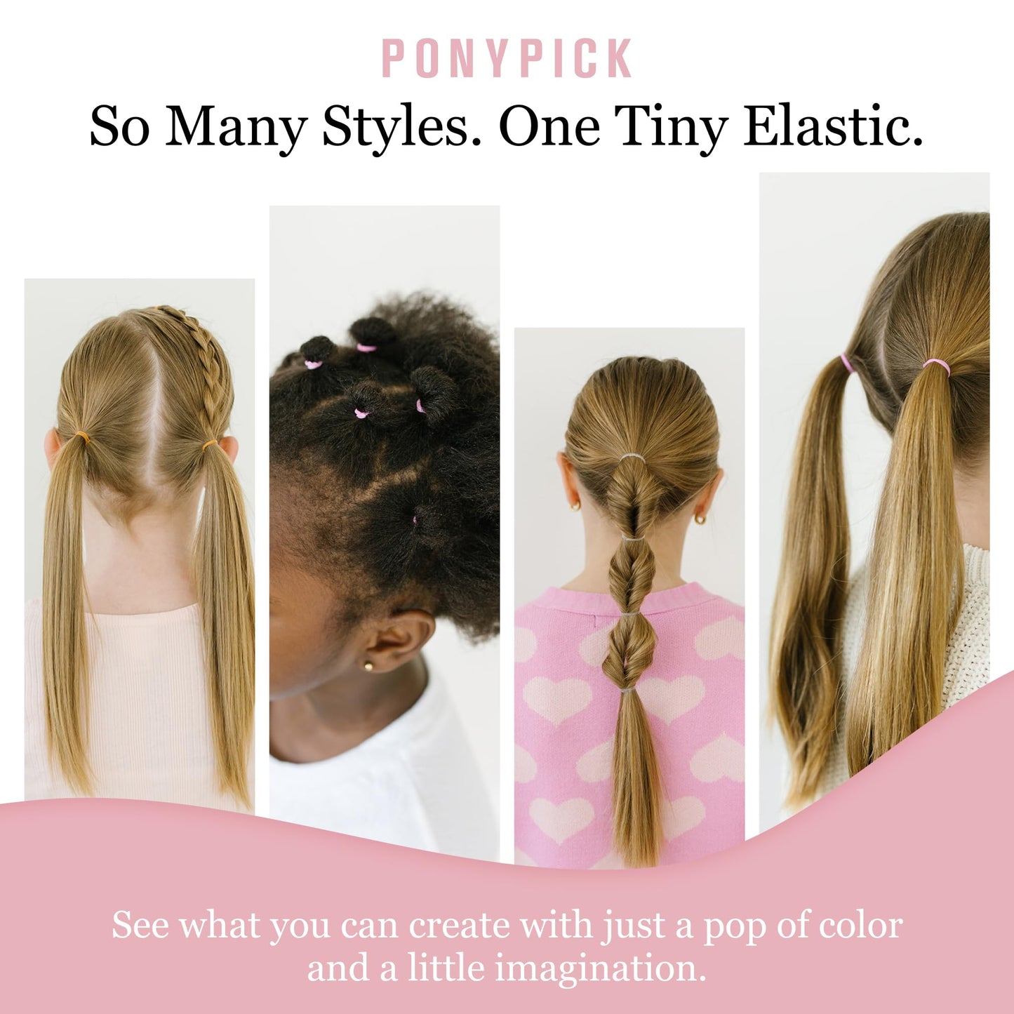 PONY PICK Clear Hair Elastics 1000 Pack | Strong Mini Hair Ties for Braids, Ponytails & Buns | No-Snag, Durable, Stretchy Elasti