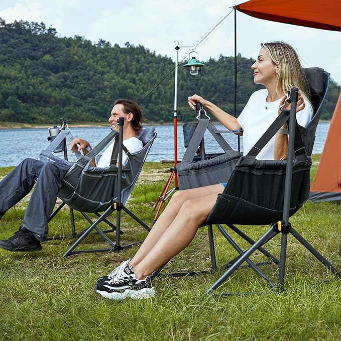 TIMBER RIDGE Hammock Camping Chair with Adjustable Backrest, Heavy Duty Folding Hammock Chair Supports 300lbs, Portable Hammock Chair for Camping, Travelling and Patio, Blue