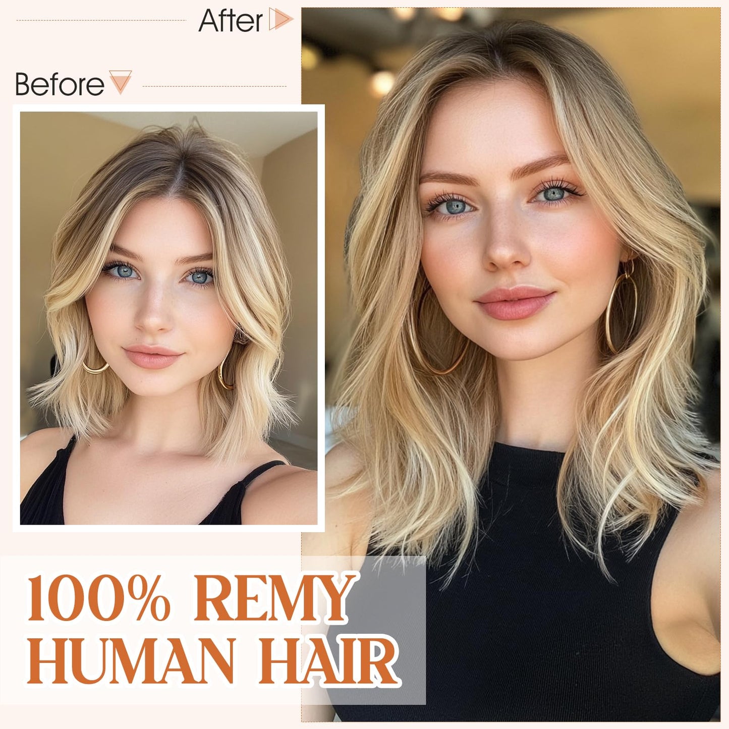 S-noilite Halo Hair Extensions Real Human Hair 14inch Short Wavy Halo Hair Extensions for Women Adjustable WireHair Extensions G