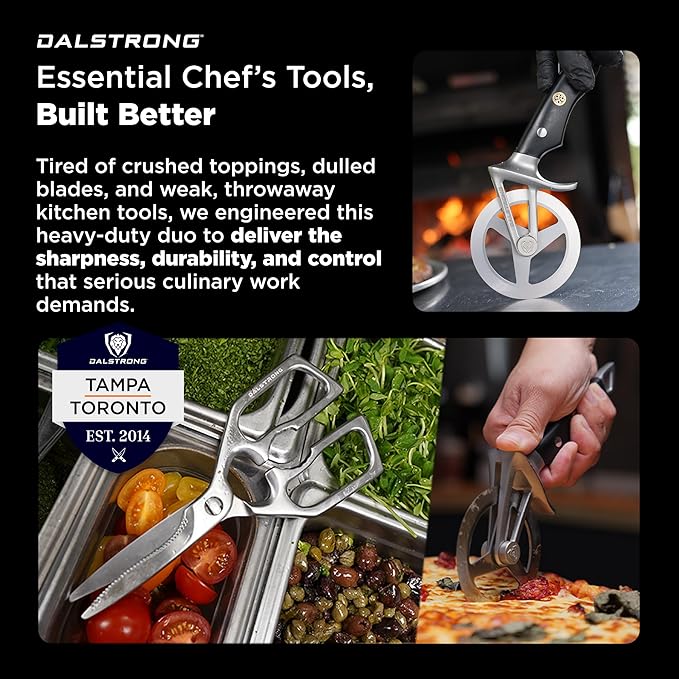 DALSTRONG Dalstrong Kitchen Scissors All Purpose + Pizza Wheel Cutter - The Orbit Razor - High Carbon Steel - Heavy Duty - Razor Sharp - Herbs, Pizza, Meat Cutting Scissors