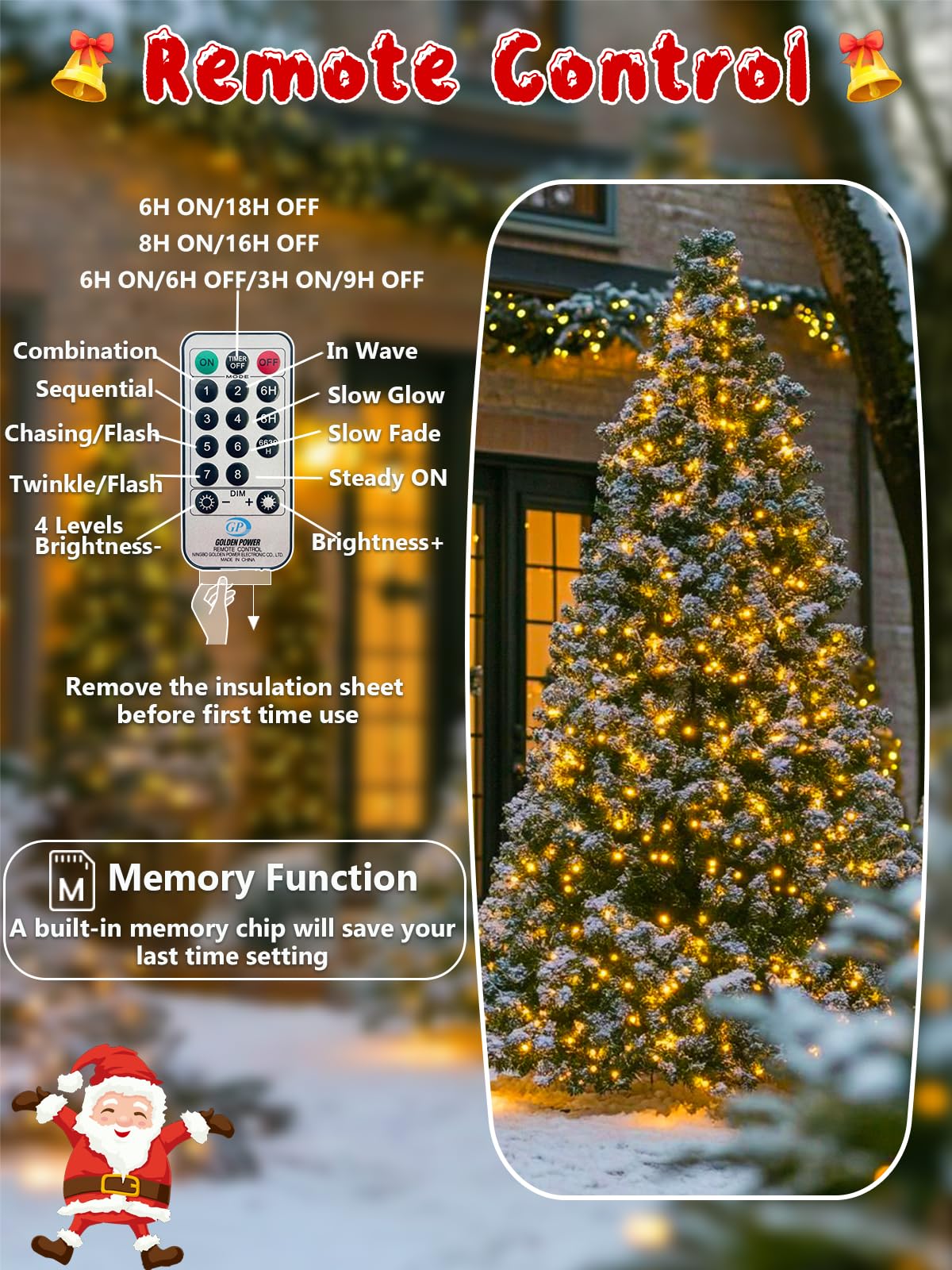25Ft 500 Led Christmas Cluster Lights  Fire er String Lights With Remote & 8 Modes & Timer  Waterproof Fairy Twinkle Light Plug In For Indoor Outdoor Party Garden Xmas Tree Decoration  Warm White