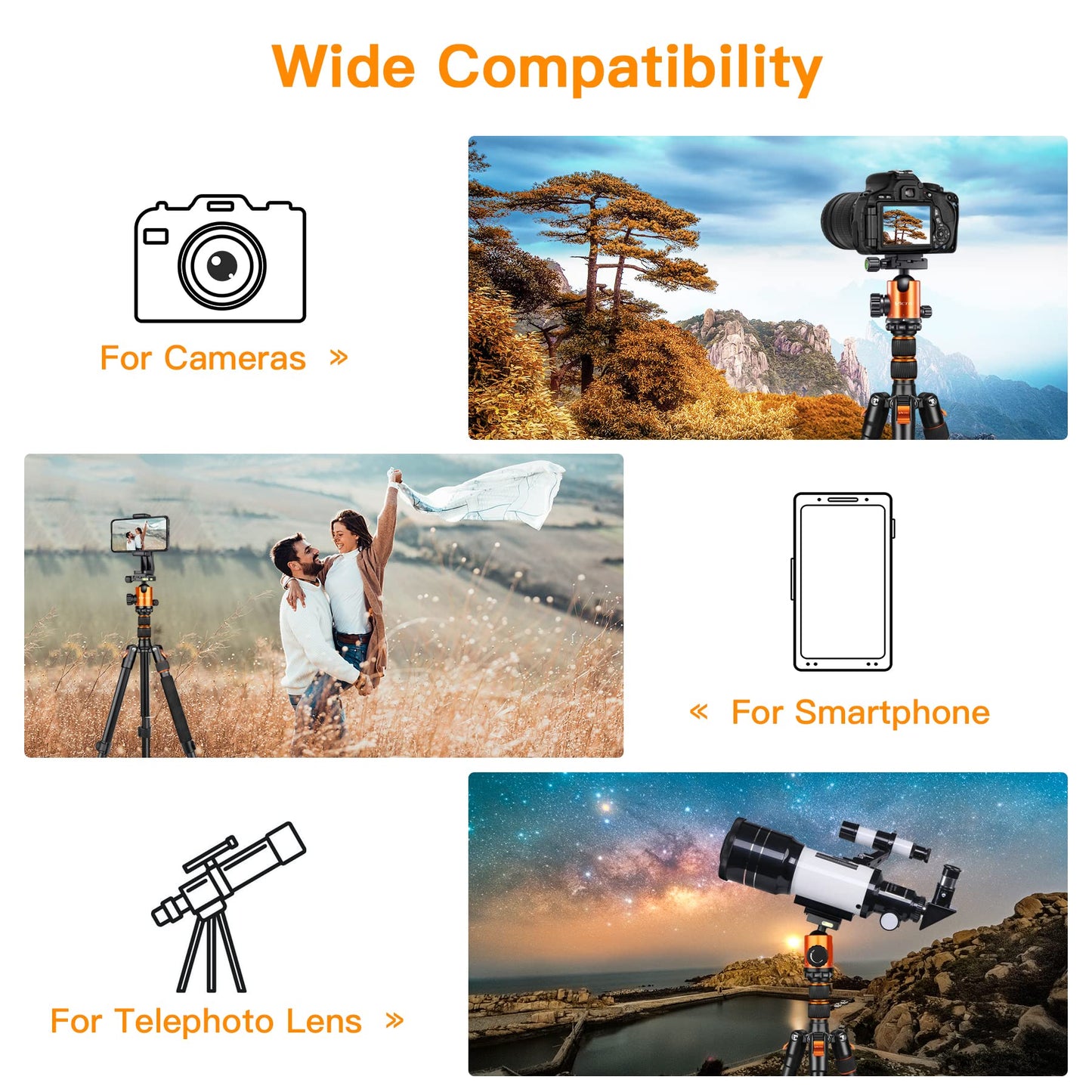 82" Tall Camera Tripod Heavy Duty, Victiv Aluminum DSLR Tripod Monopod for Photography Travel, Professional Camera Stand for Spotting Scope Telescope Binocular