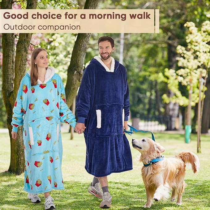 yescool Wearable Blanket Hoodie, Flannel Sherpa Fleece Blanket Sweatshirt for Adults Women Men,One Size Fits All