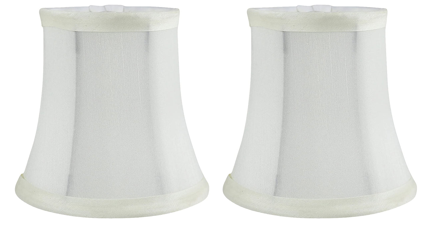MERIVILLE Faux Silk Chandelier Lamp Shades, Softback Bell Shape, Clip-On Fitter, Set of 2, 3.5in x 5in x 4.75in, Egg
