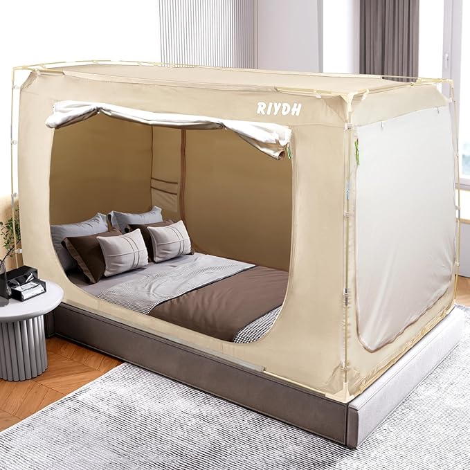 Bed Tent Bed Canopy Full Size Tents for Adult and Kids- Portable Dream Tent Indoor Sleeping Tents 70% Blackout with 3 Doors Breathable Big Space Tents