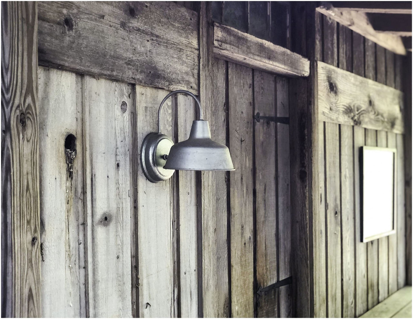 Design House Mason Barn Light - Indoor/Outdoor Wall Mount, 8in Galvanized, Modern Industrial Farmhouse, Model 520965
