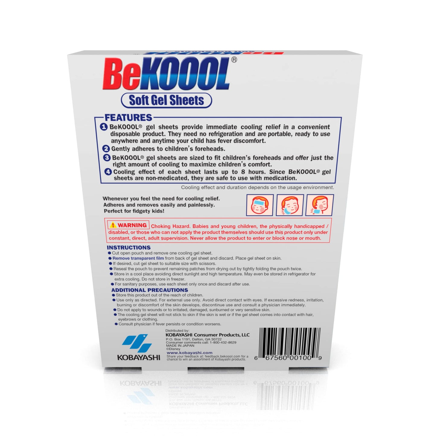 BEKOOOL Immediate Cooling Fever Reducing Soft Gel Sheets for Kids - 4 Count, White (00101) (Pack of 3)