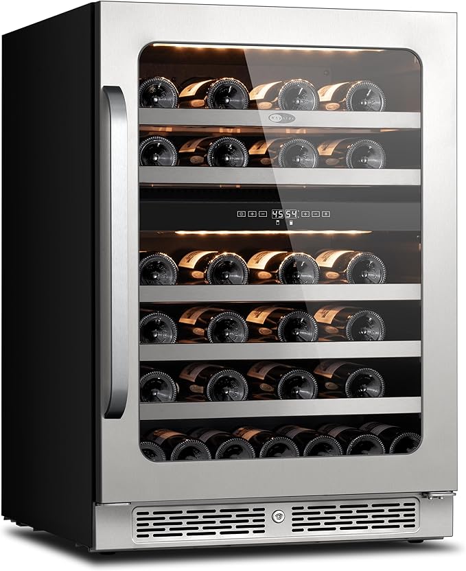 Whynter 46 Bottle Wine Cooler Refrigerator, 24 Inch Wine Fridge Dual Zone, 40-65°F Wine Refrigerator, 3 LED Wine Cellar Glass Door, Built-in or Freestanding for Home Bar Kitchen Office(5.65 cu.ft)