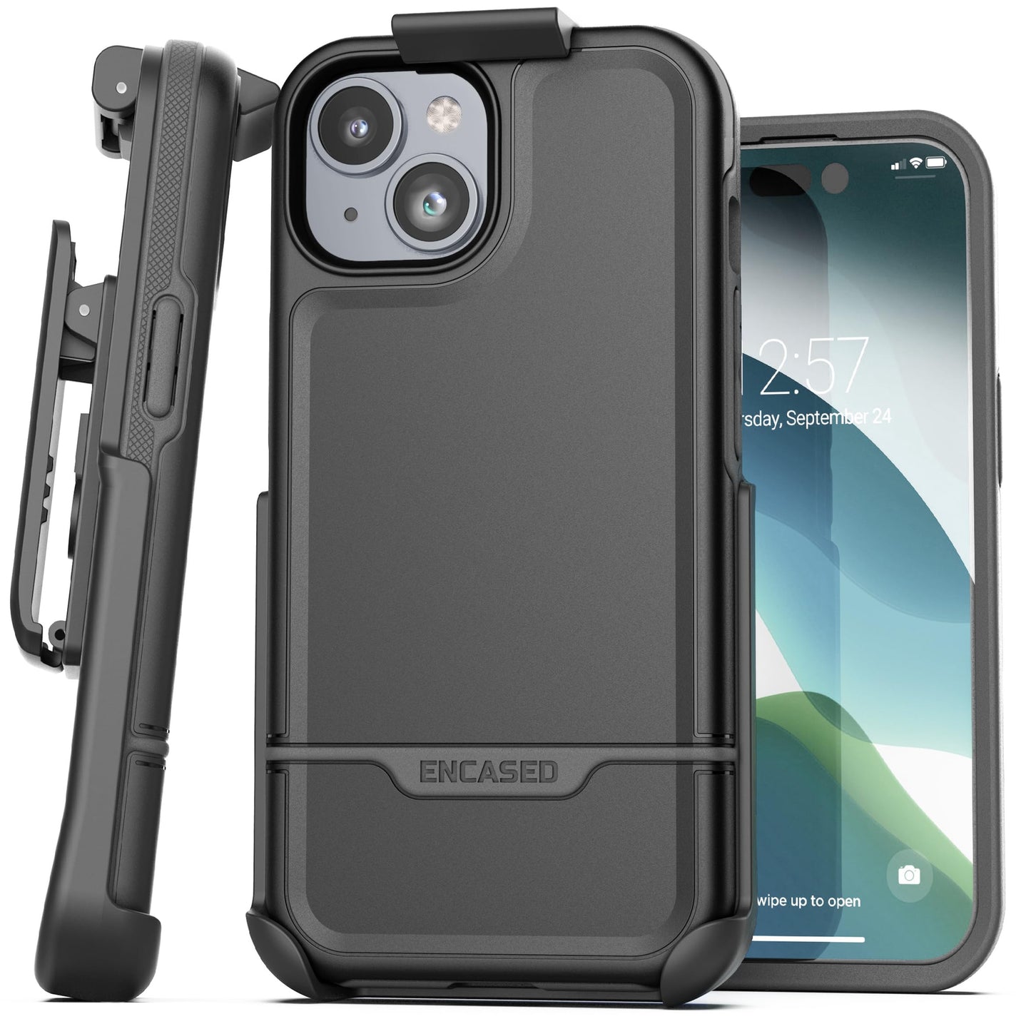 Protective Belt Case Designed For Iphone 15 Plus With Holster Clip [Rebel Series] Shockproof Heavy Duty Cover With Phone Holder