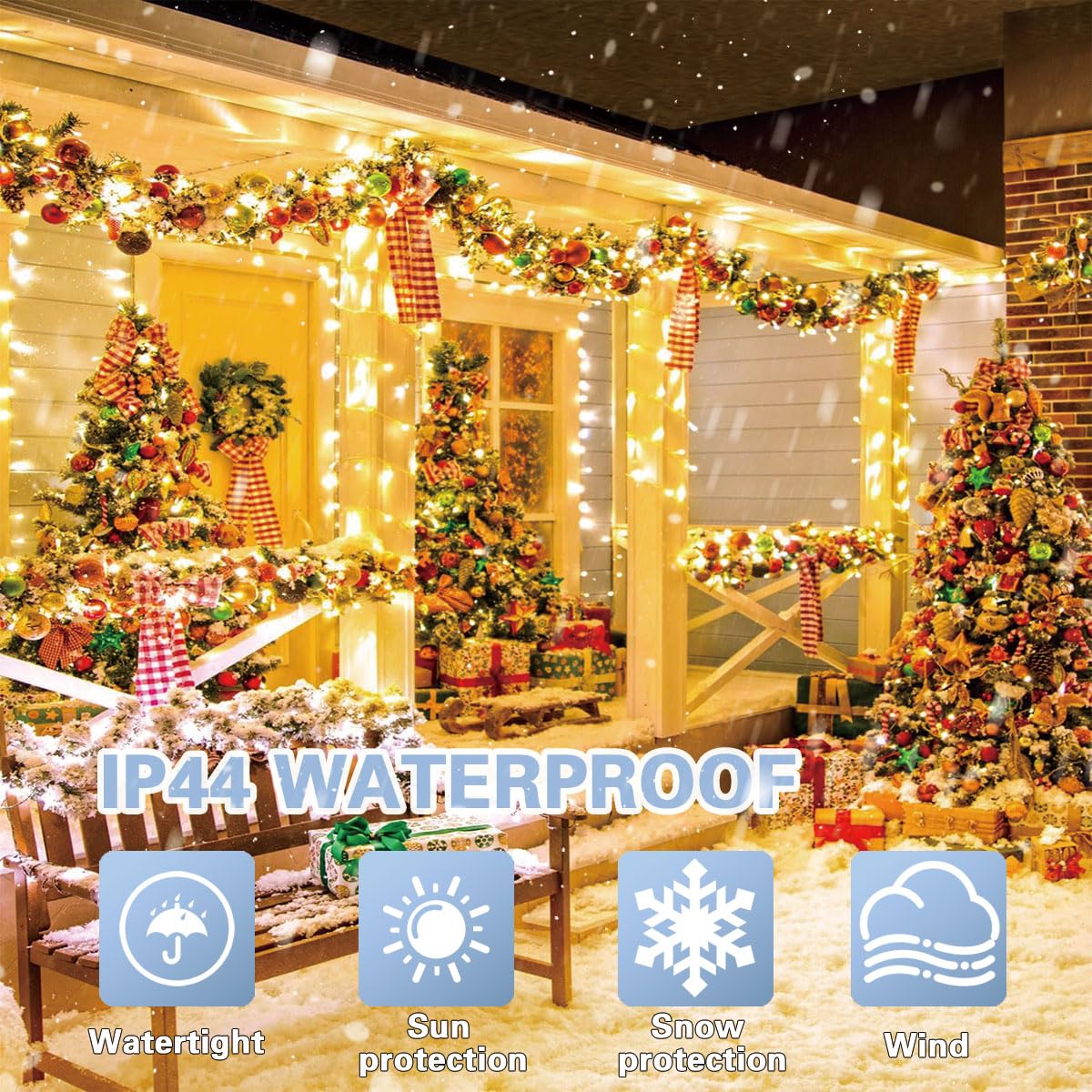 Lamphome 66Ft Christmas Decorative Mini Lights 200 Led Transparent Wire Fairy Starry String Lights Plug In  11 Lighting Modes  For Indoor Outdoor Xmas Tree Wedding Party Decoration (Warm White)