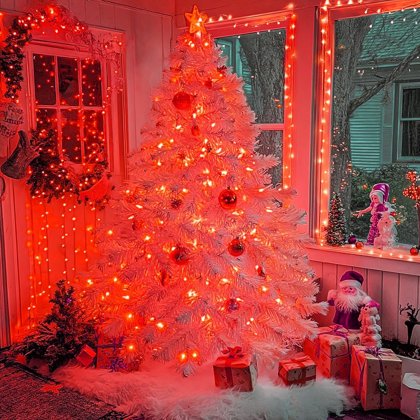 KAQ 240LED Red String Lights, Waterproof Twinkle Fairy Lights with 8 Modes & Timer, Model GP-SW290DC0209-IP44, Indoor/Outdoor Use