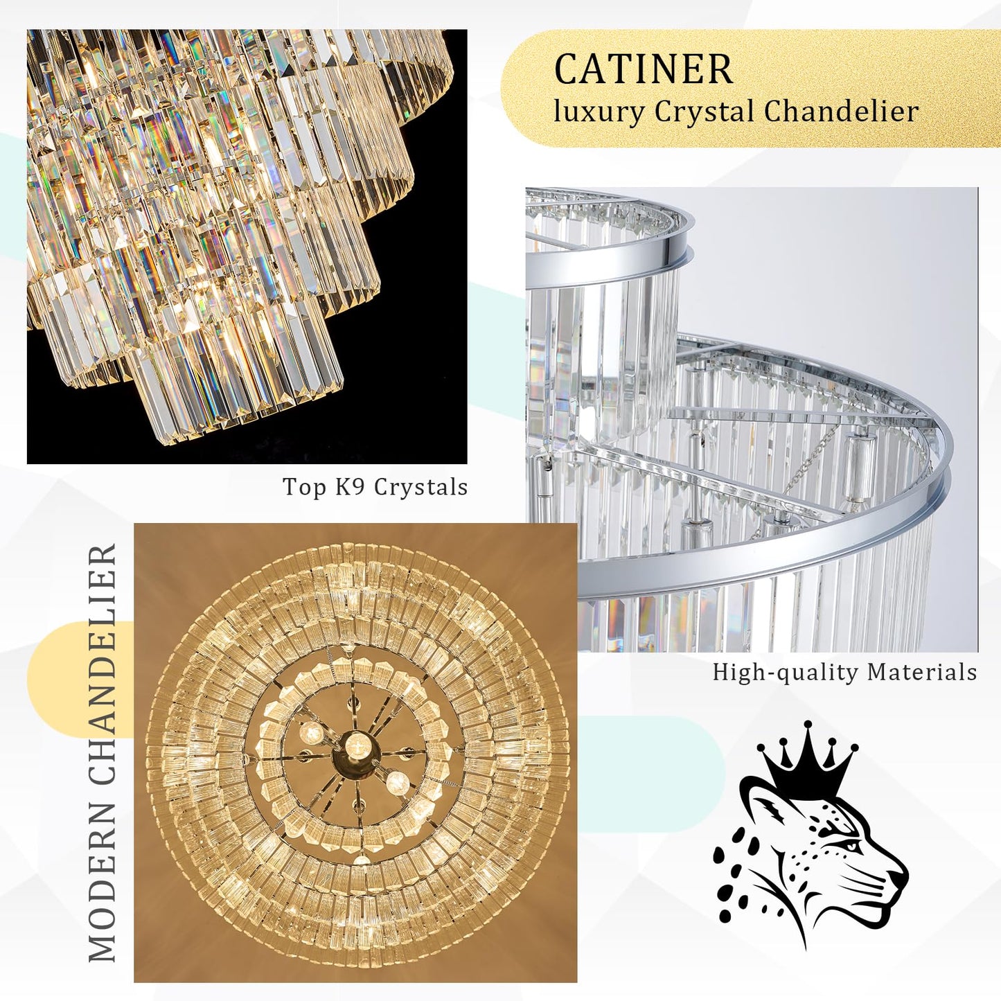 23 Lights Large Crystal Chandeliers 36 Modern Chrome stylish Chandelier For Foyer Staircase Chandeliers 6 Tiers Round K9 Ceiling Pendant Lighting Fixture For Living Dining Room