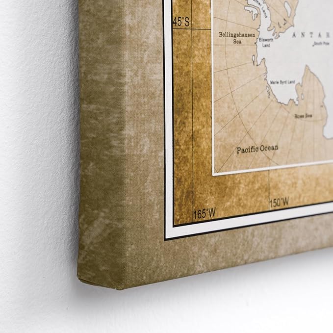 Canvas World Map with Cork Pin Board - English Lettering - Decorative Wall Decoration for All Rooms - Canvas Pictures with World Map Motif (120x80 cm, Pattern 3)