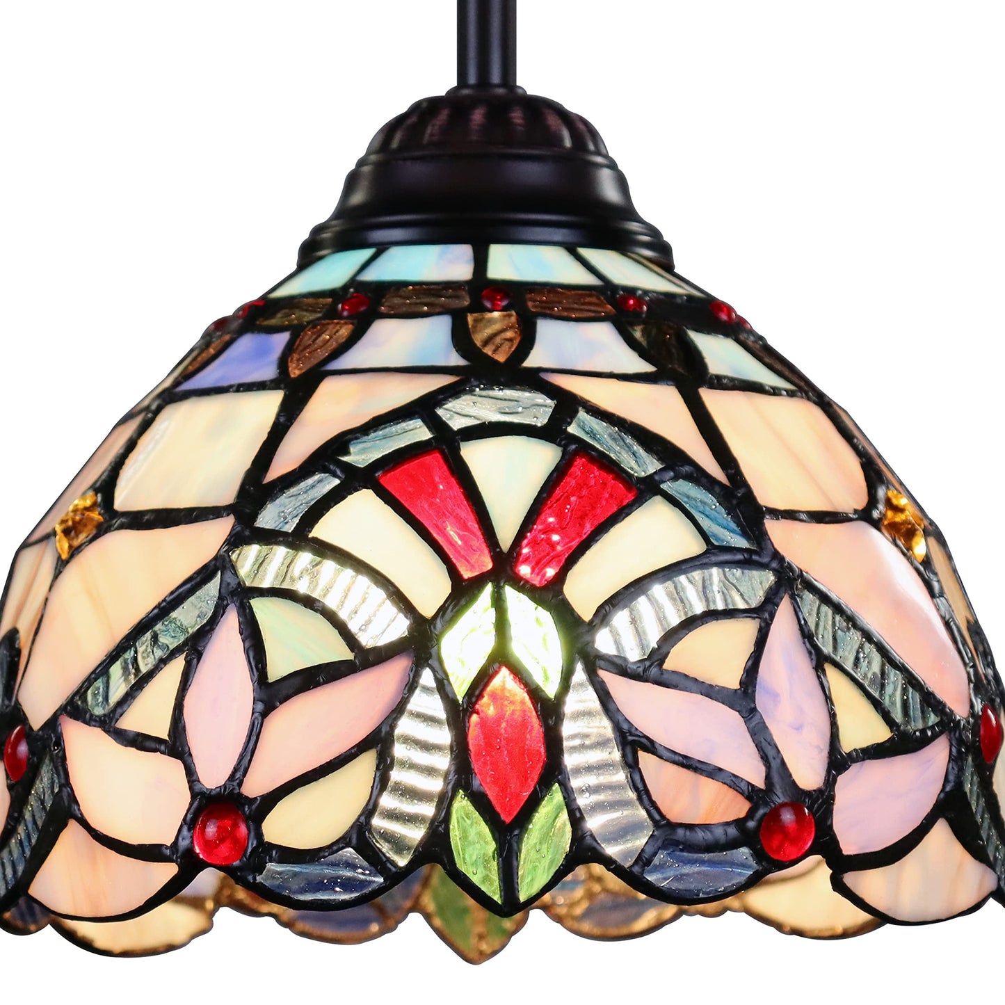 Chloe Lighting Mini Pendant, Victorian-Style, Dark Bronze, 1 Light, 8in Wide, Glass