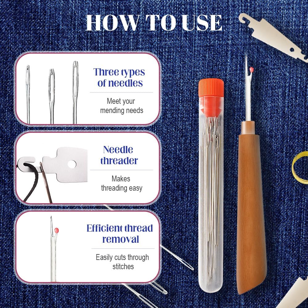 37PCS Sewing Tool Set, 2026 New Big Eye Steel Sewing Needles Kit, Stainless Steel Needles for Hand Sewing Kit, Portable DIY Hand Made Craft Set for Handcraft Lovers (37 Pcs)