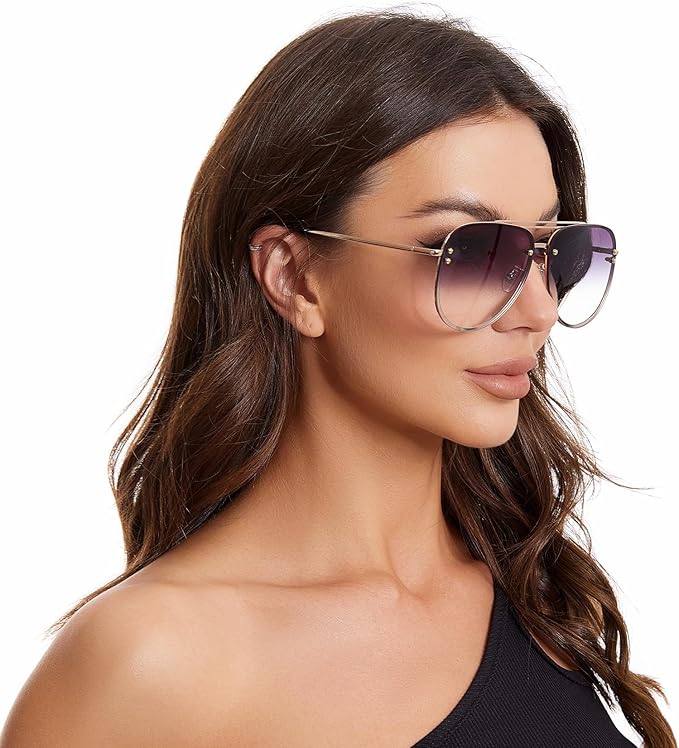 VIVIENFANG Trendy Oversized Aviator Sunglasses Womens, Retro Cute Big Shades Women's Fashion Sun Glasses UV Protection VF2203