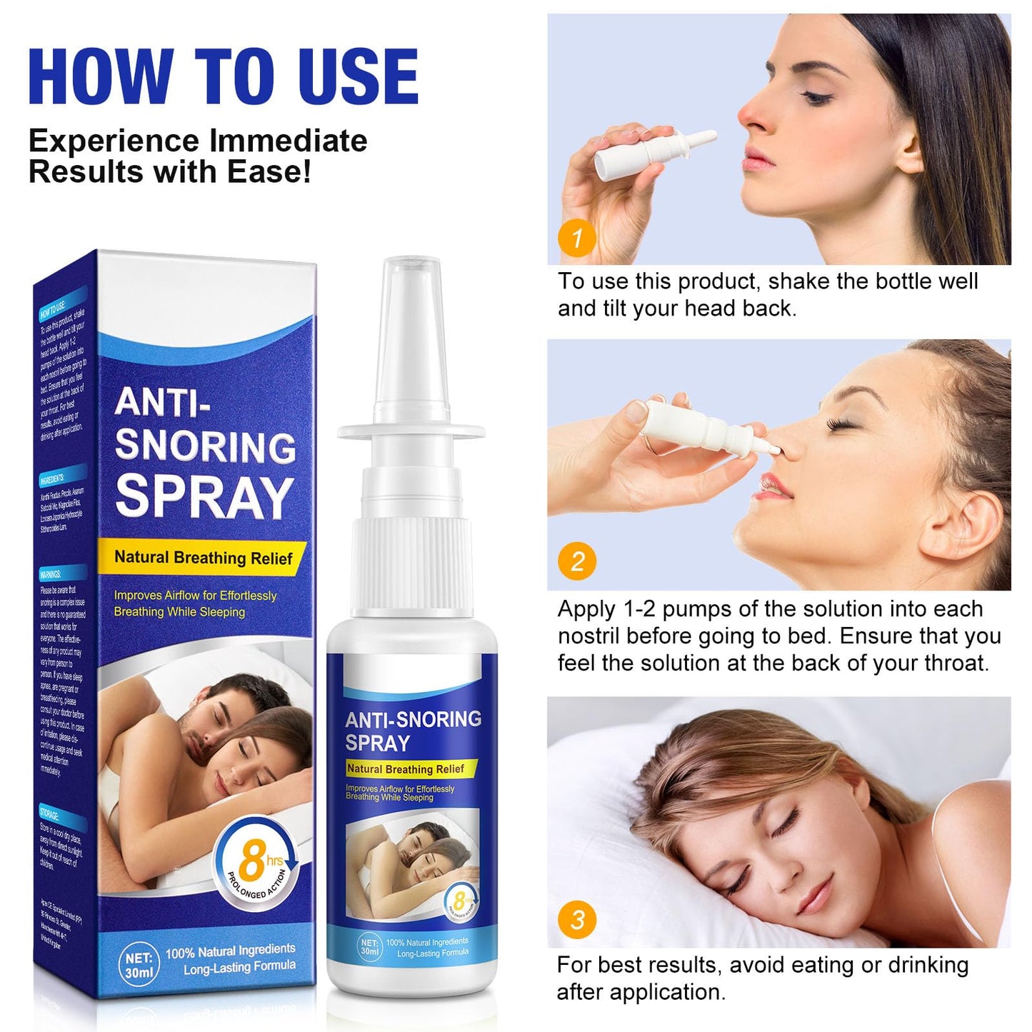 Anti Snoring Spray- Stop Snoring & Sleep Well - Effective Stop Snorer - Stop Snoring Immediately - Sleep Well All Night-SolvesSnoring ProblemApplicable to Both Men and Women -Convenient to Carry