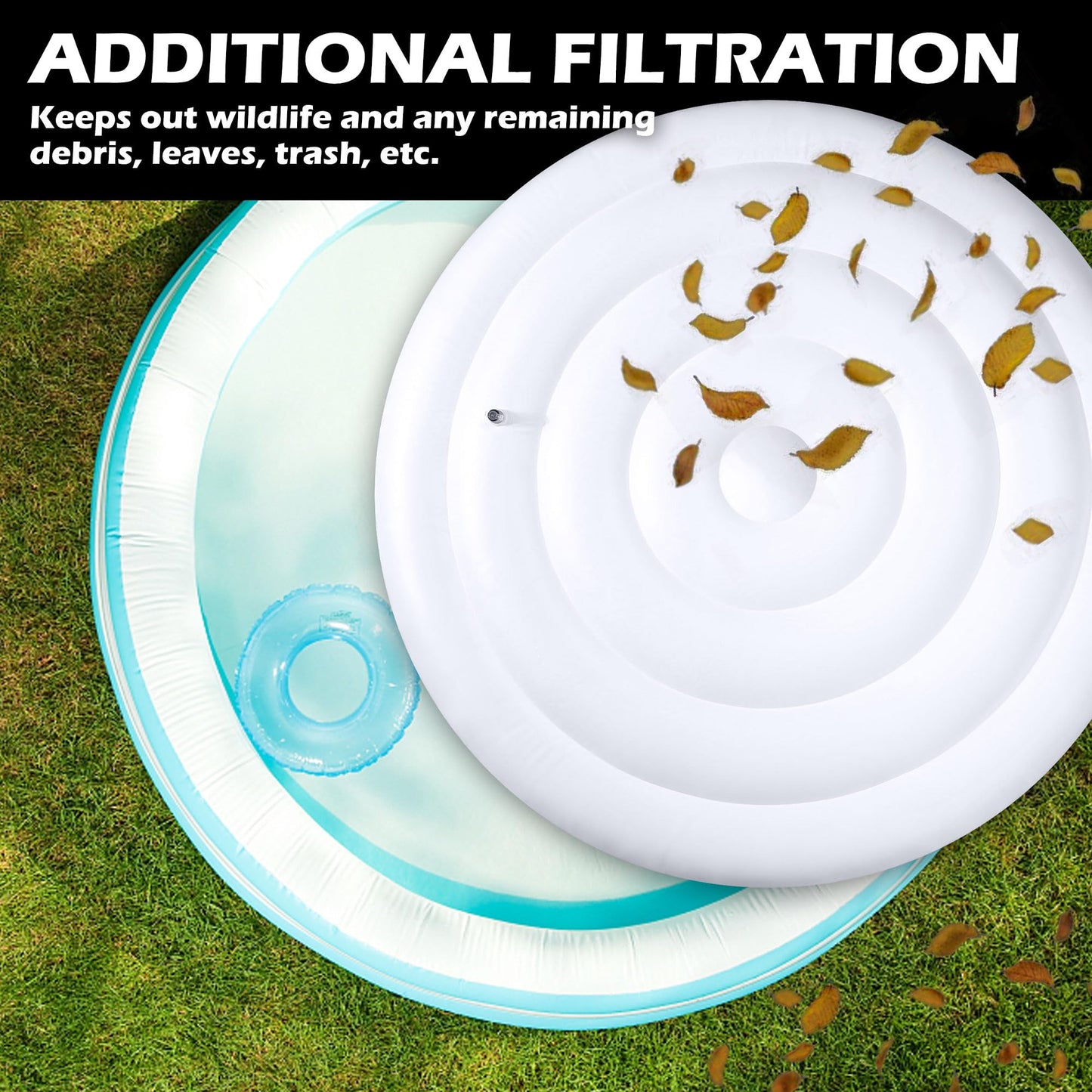 Tlswshsy 5.4 Ft Inflatable Hot Tub Cover- Energy Saving Lid for Round Hot Tub- Foldable Protective Rain Overflow Cover for Outdoor Inflatable Hot Tubs