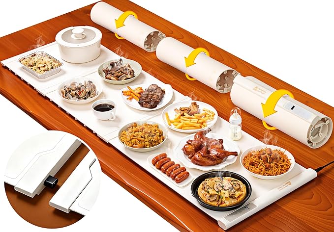 54"x16" Warming Mat for Food Extra Large, Extendable Food Warming Mat, Electric Warming Tray for Buffets Party with 7 Adjustable Temperature, 6 Timer, Silicone Food Warmer for Parties Home Countertop
