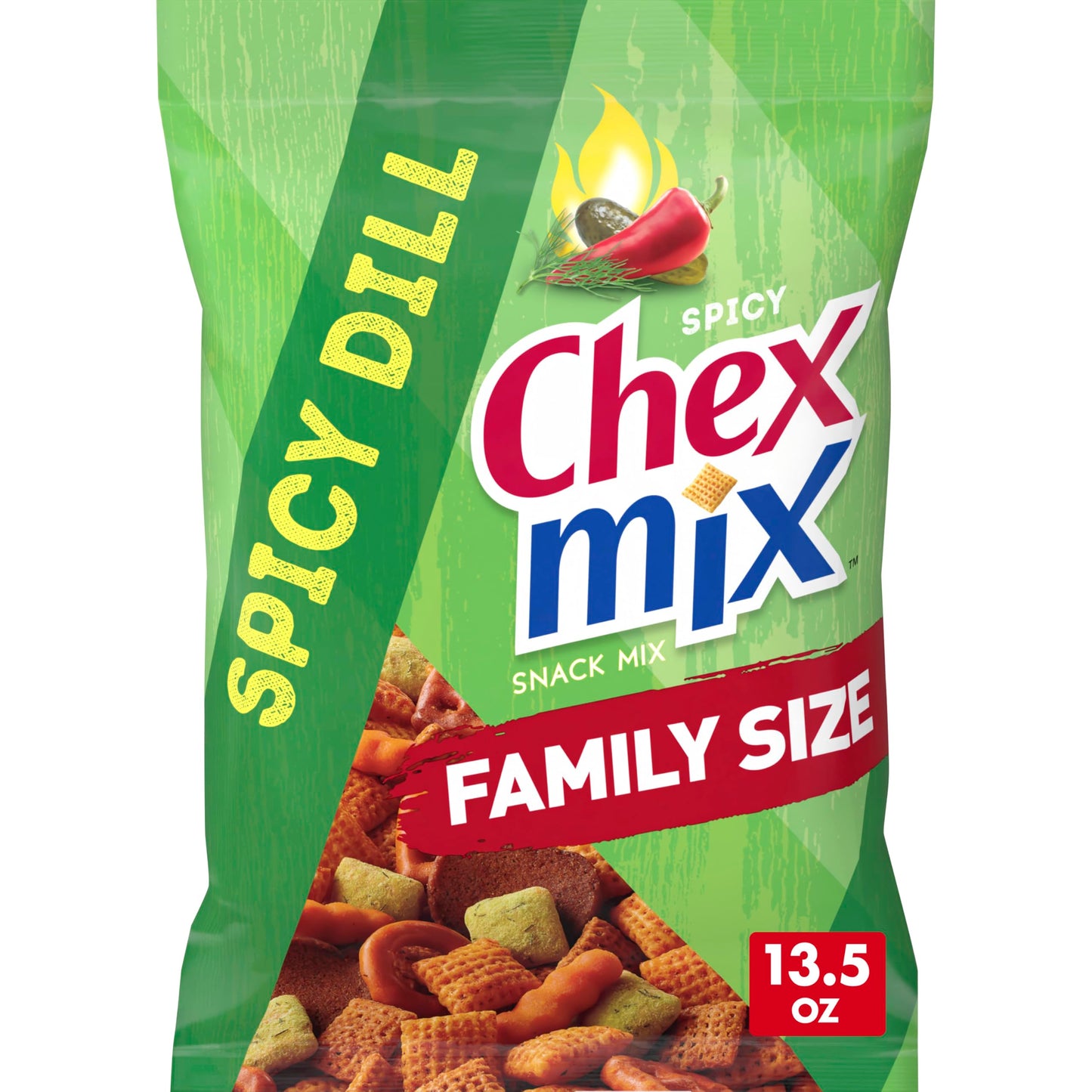 Chex Mix Spicy Dill Savory Snack Mix  Family Size  Snack Bag  13.5 oz